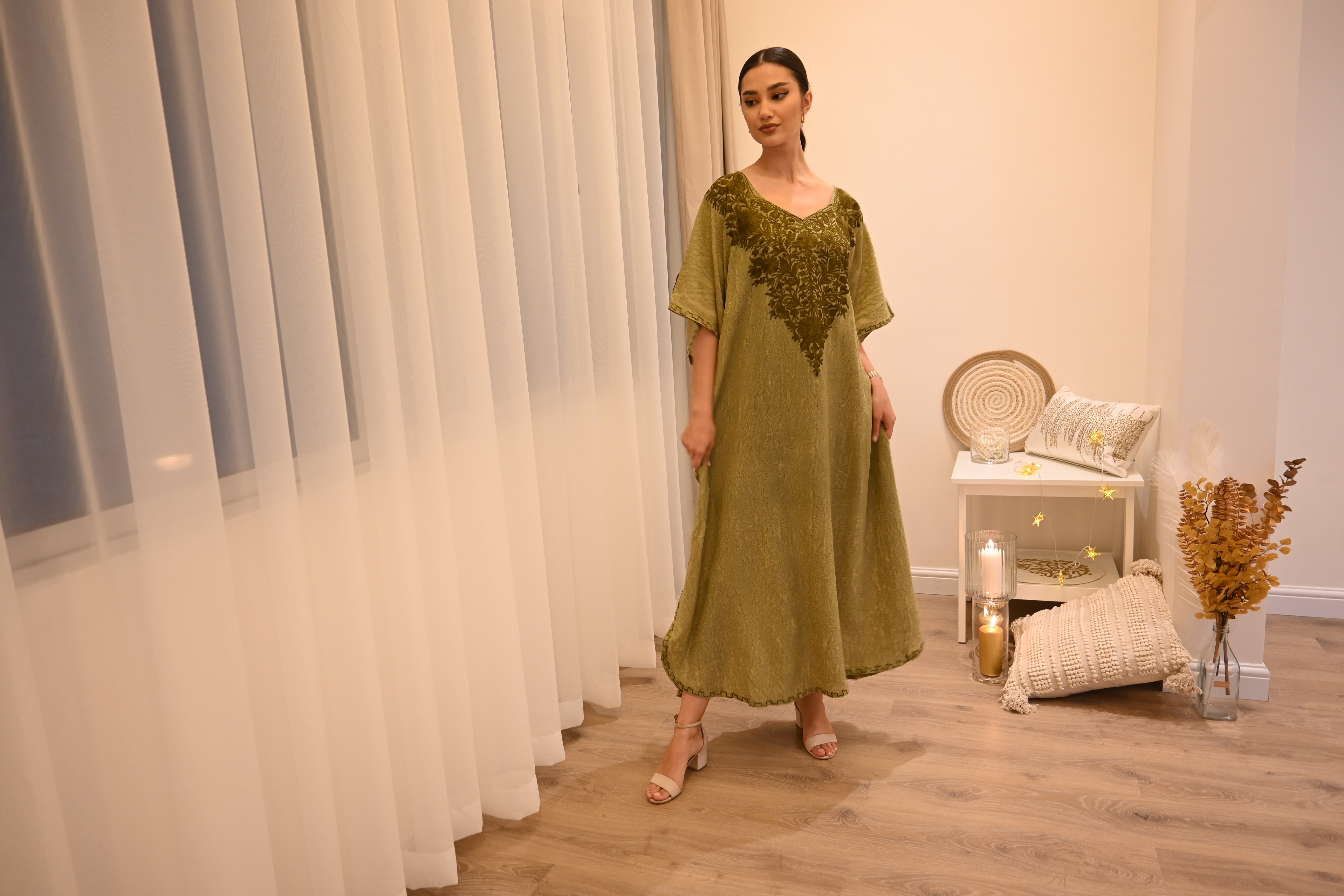 PF Embroidered Kaftan (Army Green)