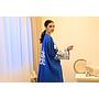 PF Embroidered Linen Abaya/Bisht ( Blue & White)